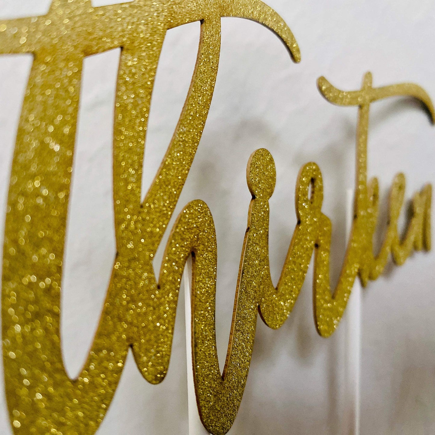 Merry Expressions Birthday Cake Topper - Gold Glitter, 1 Count, Model Cake-Topper-13, for 13th Birthday Celebrations