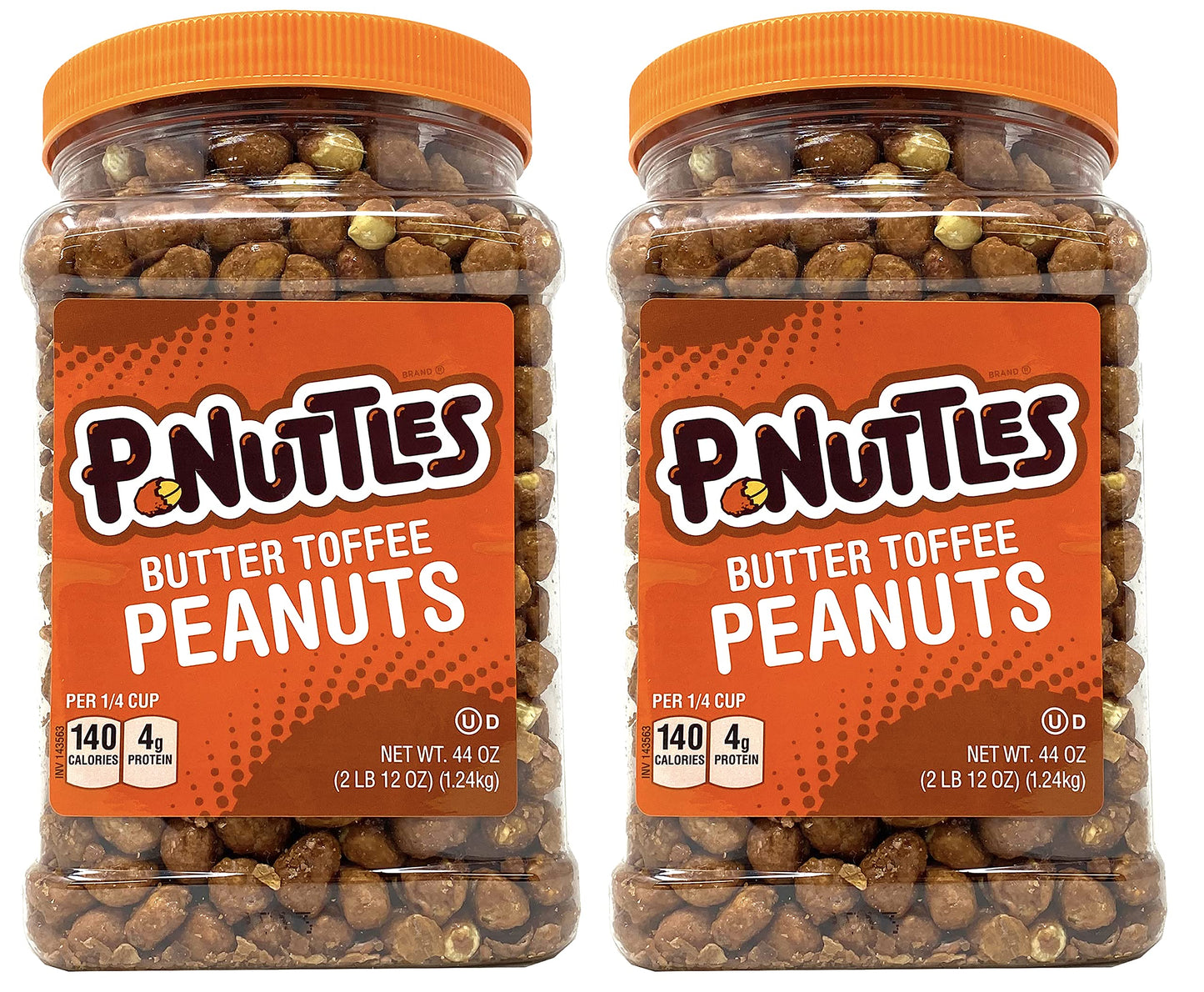 P-Nuttles Butter Toffee Peanuts 44 Ounce Jar (Pack of 2) Made in the USA, Kosher, Peanuts Sweet, Party Snack, Nuts Gift, Peanuts