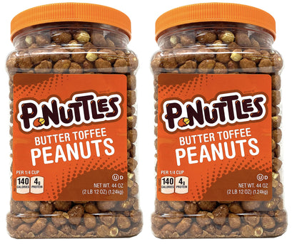 P-Nuttles Butter Toffee Peanuts 44 Ounce Jar (Pack of 2) Made in the USA, Kosher, Peanuts Sweet, Party Snack, Nuts Gift, Peanuts