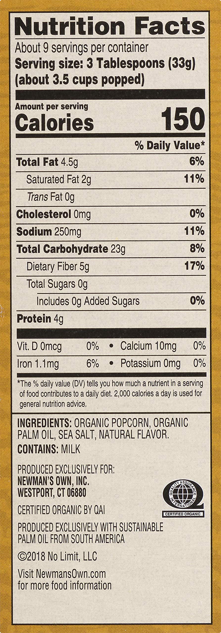 Newmans Own Organic Pops Corn Microwave Popcorn, Butter, 3 Count