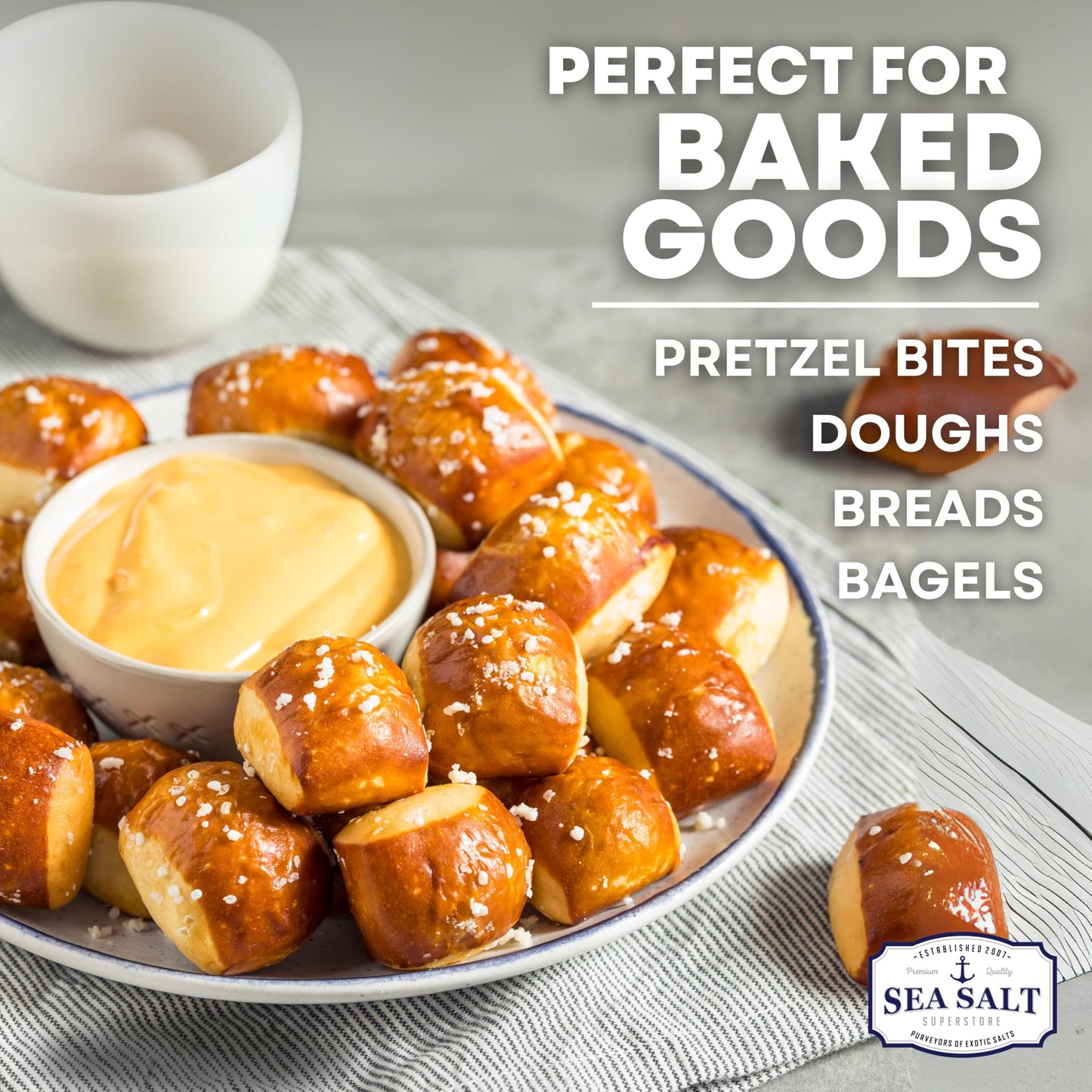 Pretzel Coarse Sea Salt for Soft Pretzels, Heat Resistant Bagel and Soft Pretzel Salt, All Natural for Baking, 30 oz Bag