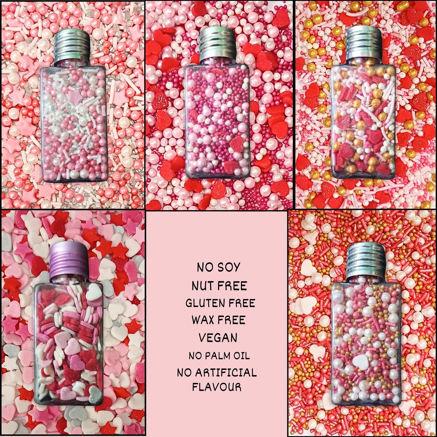 Confect Pink, Red & White Pearls Sprinkles | Mix Hearts Sprinkles | Anniversary Sprinkles For Baking & Cake Decorative | Cookie