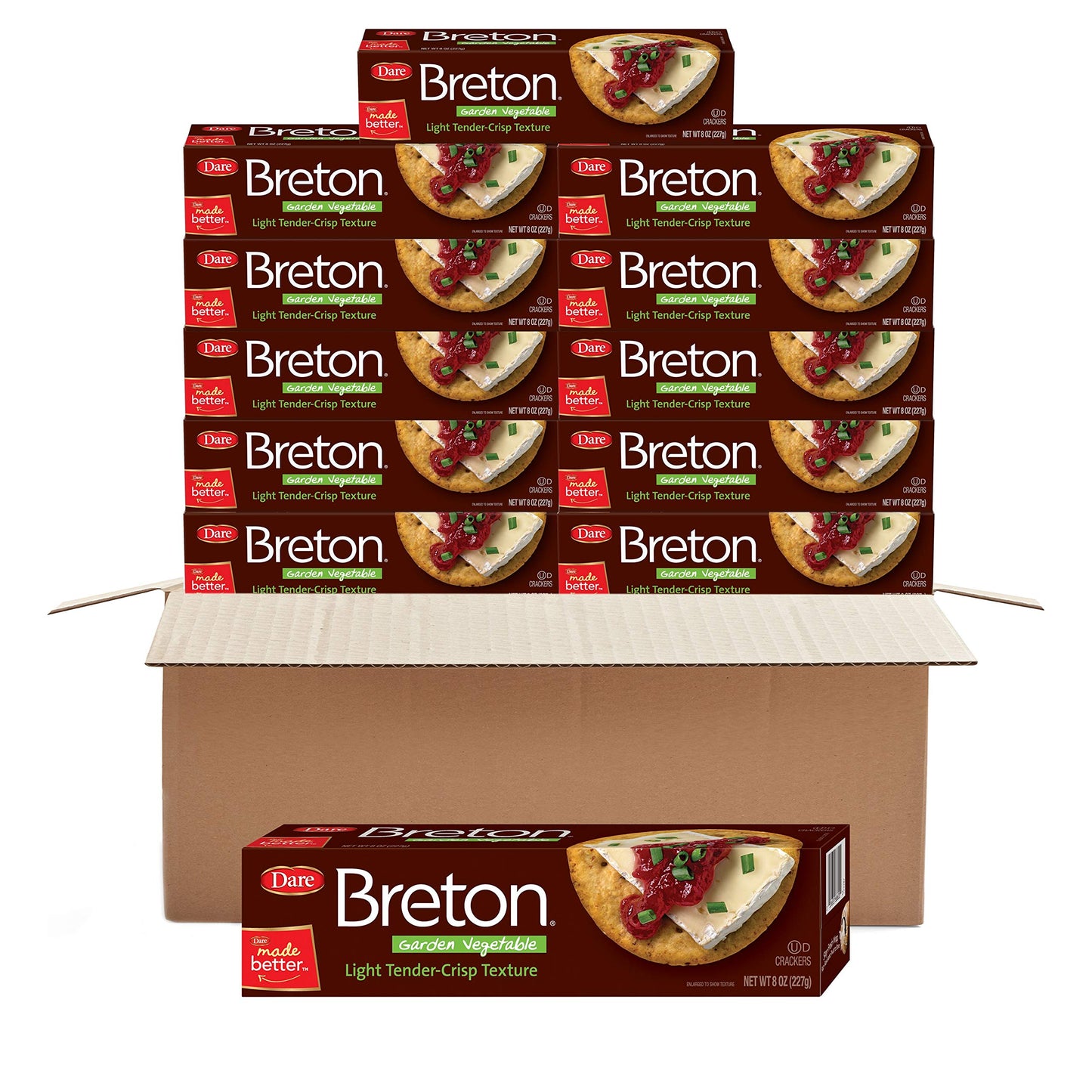 Dare Breton Crackers 8 Box Healthy Snacks, Garden Vegetable 96 Ounce (Pack of 12)