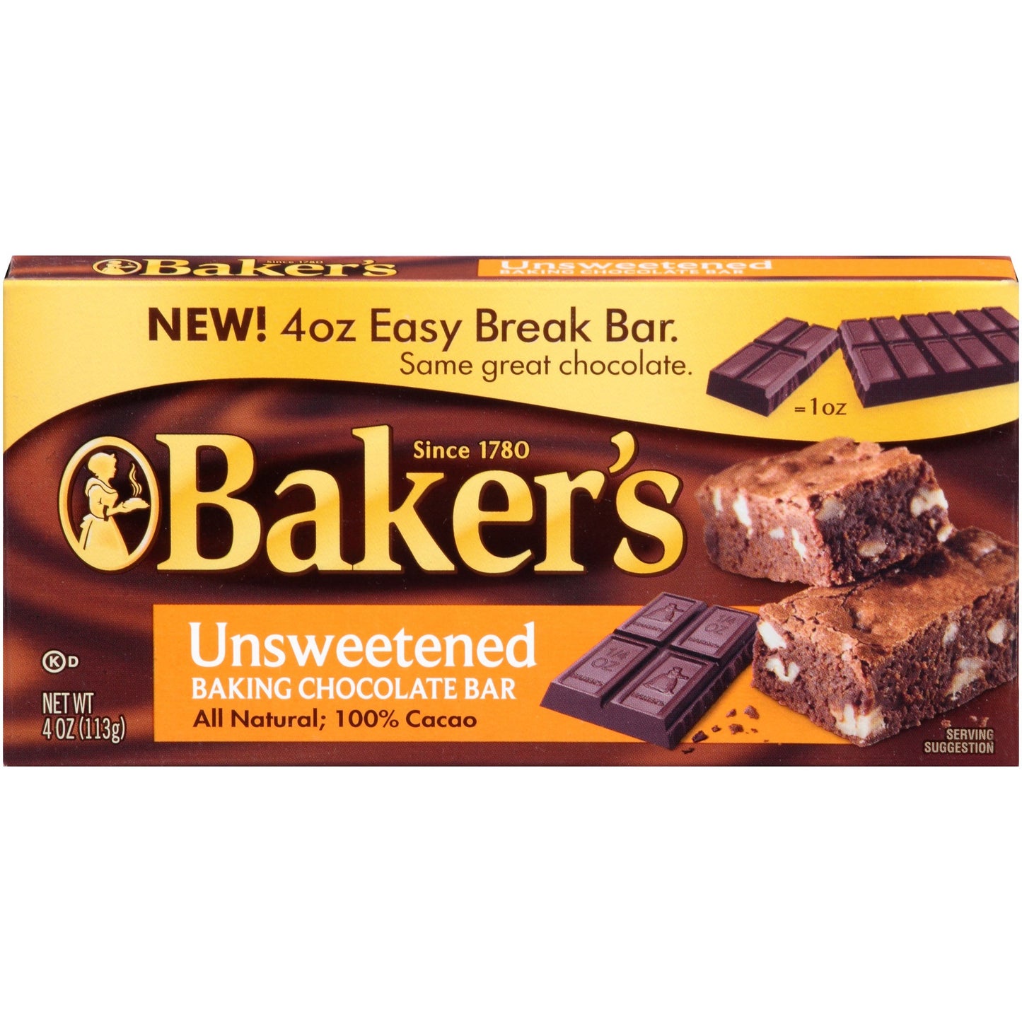 Bakers Premium Unsweetened Chocolate Baking Bar, 4 Ounce (Pack of 12)