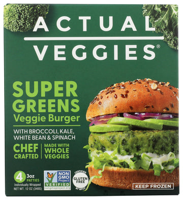 Actual Veggies Super Greens Veggie Burger, 12 OZ