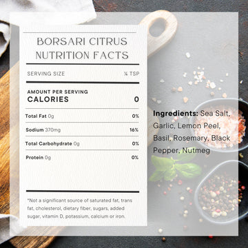 Borsari Citrus Salt Seasoning - Gourmet Seasoned Salt With Lemon, Pepper, And Herbs - Premium Citrus Seasoning Salt - All Natura