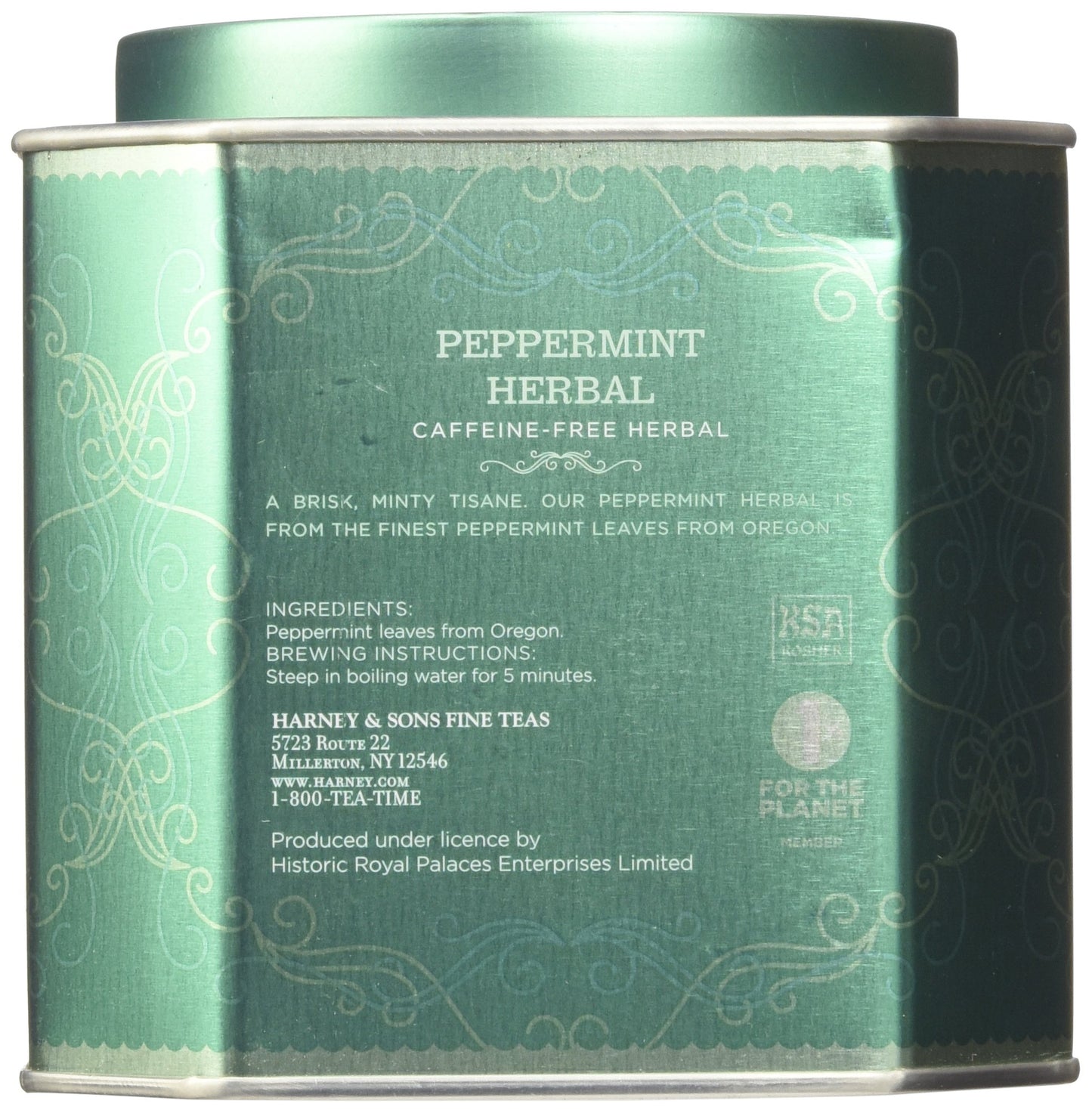 Harney & Sons Peppermint Herbal Tea Sachets, Caffeine-Free, 30 Count, Green, Model 35436