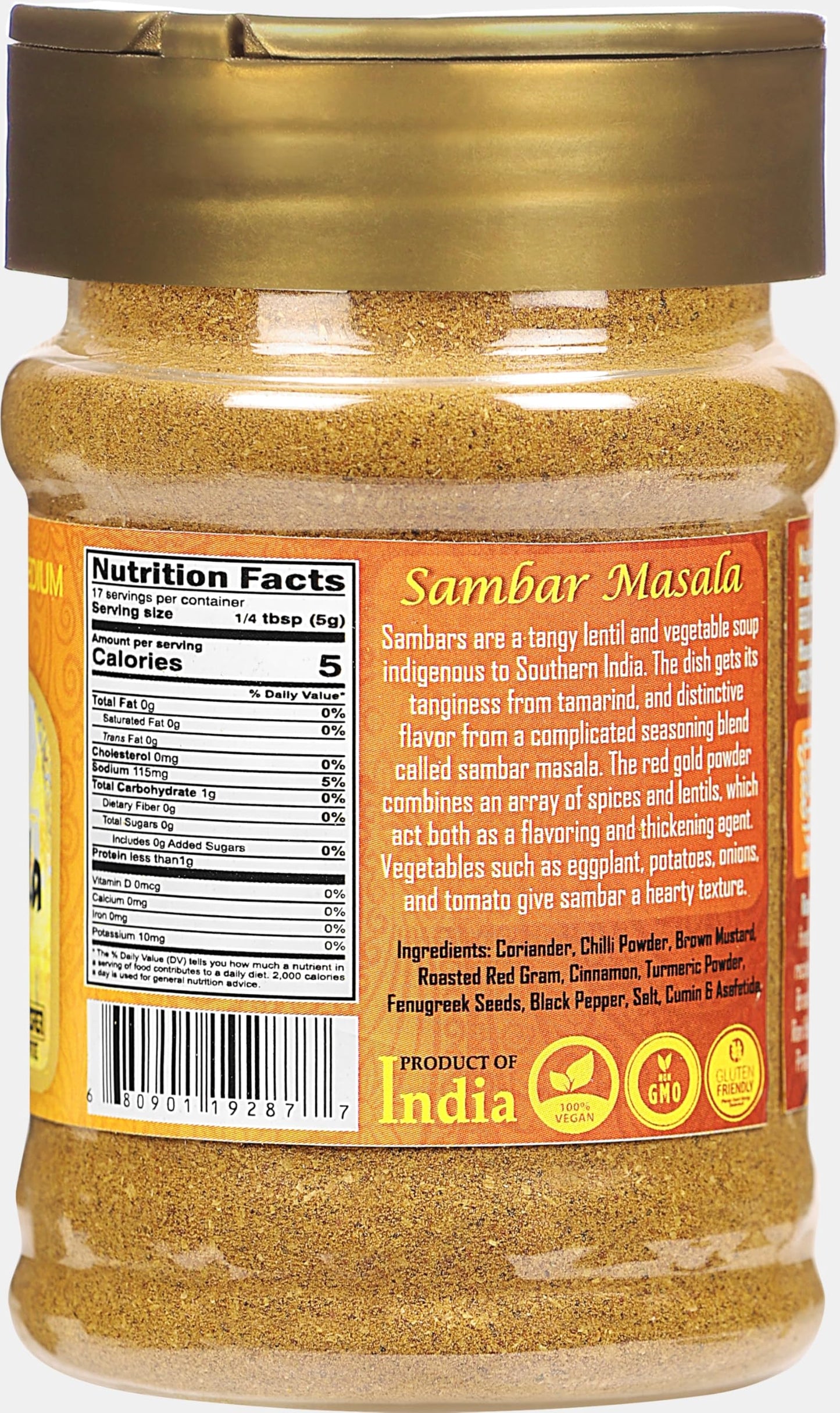 Rani Sambar Masala (Lentil Soup Spice Blend) 3Oz (85G) Pet Jar ~ All Natural | Vegan | No Colors | Gluten Friendly | Non-Gmo | Kosher | Indian Origin
