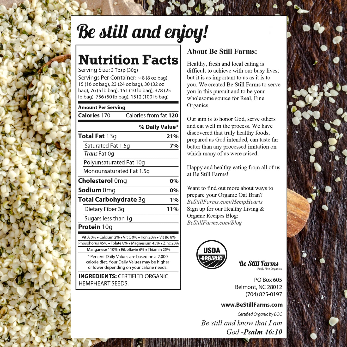 Hemp Seeds Organic Bulk 2.8Lb - Raw Shelled Hemp Seeds By Be Still Farms - Usda Organic | Usa Grown | Non-Gmo | Gluten Free | Vegan |Hulled Hempseeds
