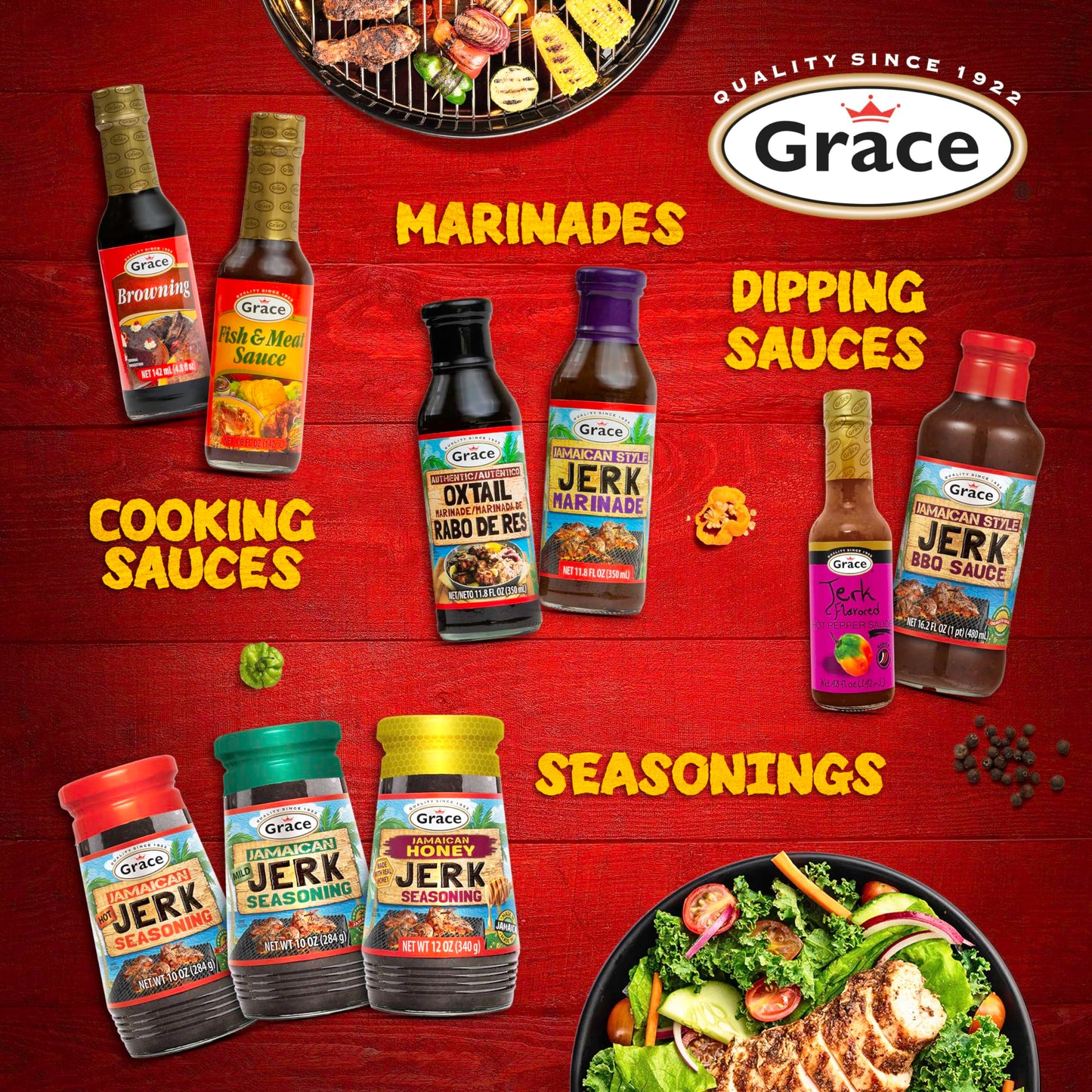 Grace Fish And Meat Sauce 4.8Oz - 2 Pack Jamaican Seafood Seasoning & Meat Marinade - Caribbean Fish Sauce For Cooking Or As A Chicken Marinade - Mild Jamaican Marinade & Seafood Sauce