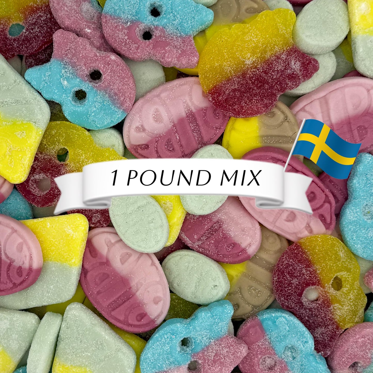 Bubs Swedish Candy Mix (1 Lb) Assortment Bag - Tutti Frutti, Dizzy Skull, Banana, Strawberry Pomegranate, Cool Fruity Pear & Big