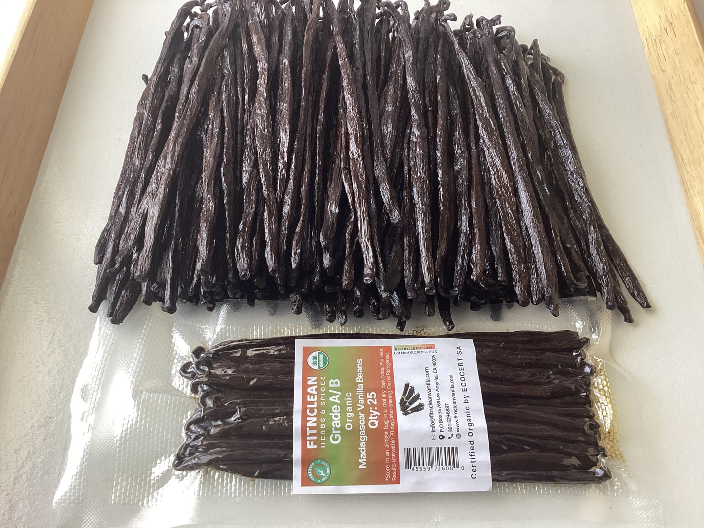 FITNCLEAN Vanilla Beans - 25 Organic Madagascar spirit-inspired flavor Pods, Grade A/B, 5-7, Non-GMO, USDA Certified