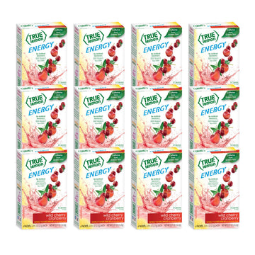 True Citrus TRUE LEMON Energy Drink Mix, Wild Cherry Cranberry, No Preservatives, Gluten Free, 0.57 Ounce (Pack of 12)