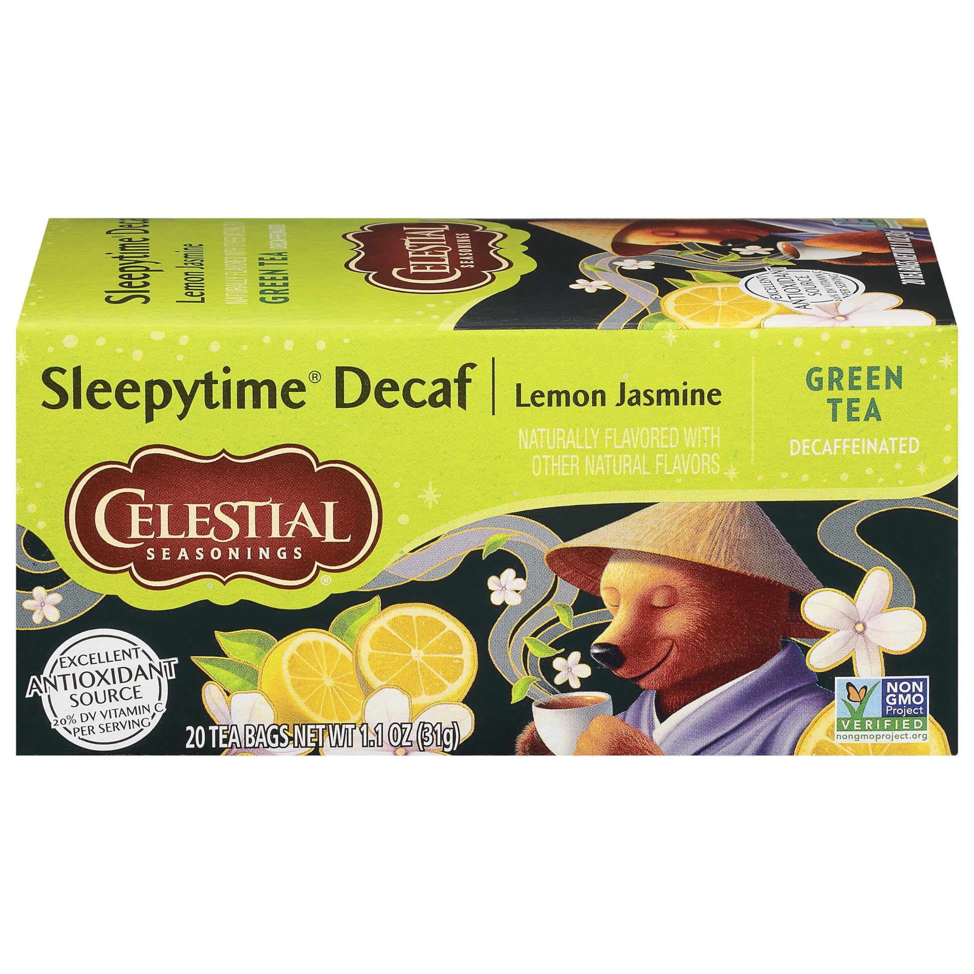 Celestial Seasonings Green Tea, Sleepytime Decaf Lemon Jasmine, Decaffeinated Sleep Tea, 20 Tea Bags (Pack Of 6) (Packaging May Vary)