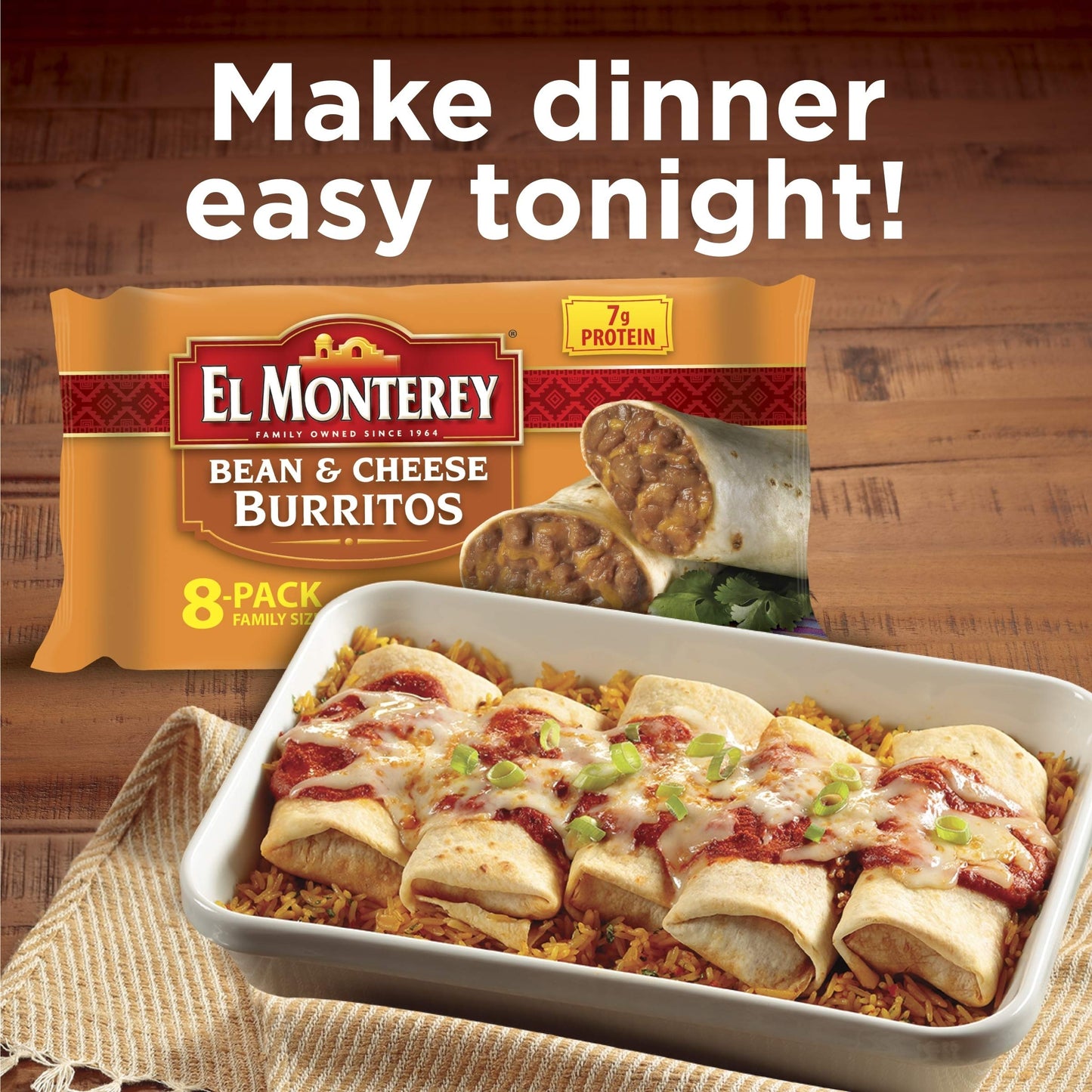 El Monterey Bean and Cheese Burritos, 8 Pack