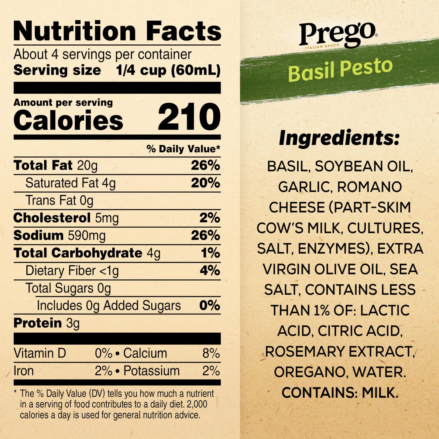 Prego Basil Pesto Sauce, 8 Oz Jar