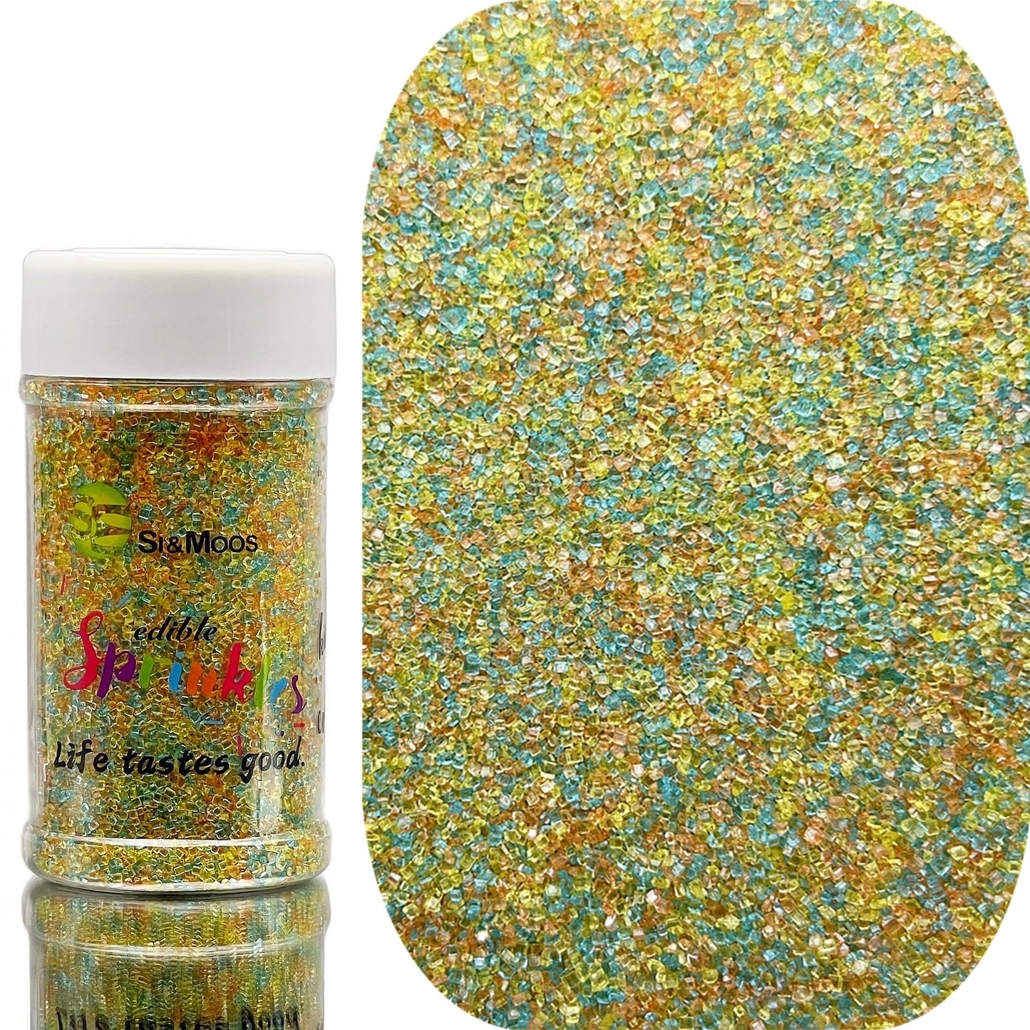 Se Si&Moos Blue Orange And Yellow Sanding Sugar Sprinkles Yellow Sprinkles Sugar Rimmer For Cocktails, Edible Colored Sugars For