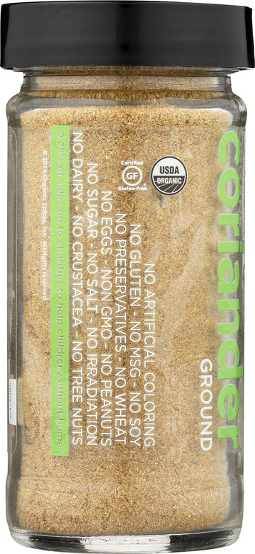 Spicely Organic Coriander Powder 1.40 Ounce Jar Certified Gluten Free