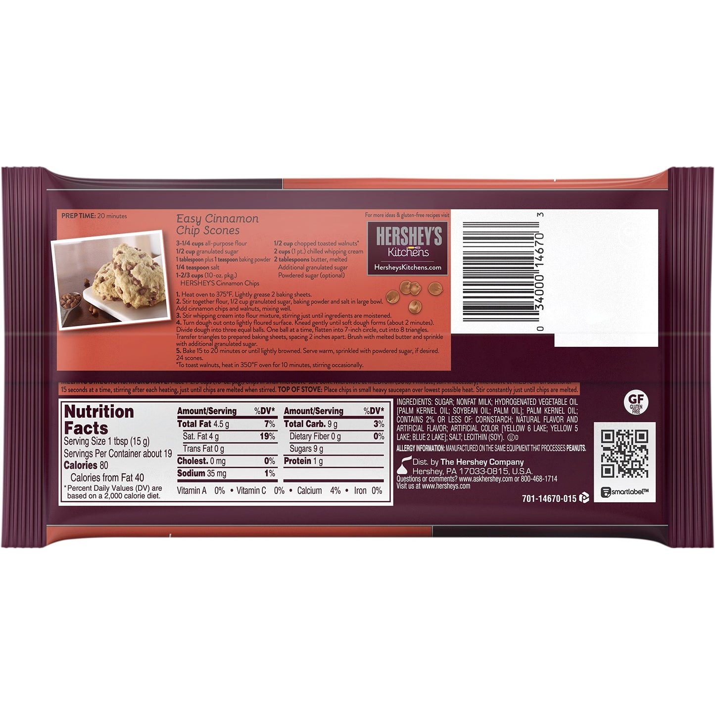 Hersheys Baking Pieces, Cinnamon, 10-Ounce Bags (Pack of 12)