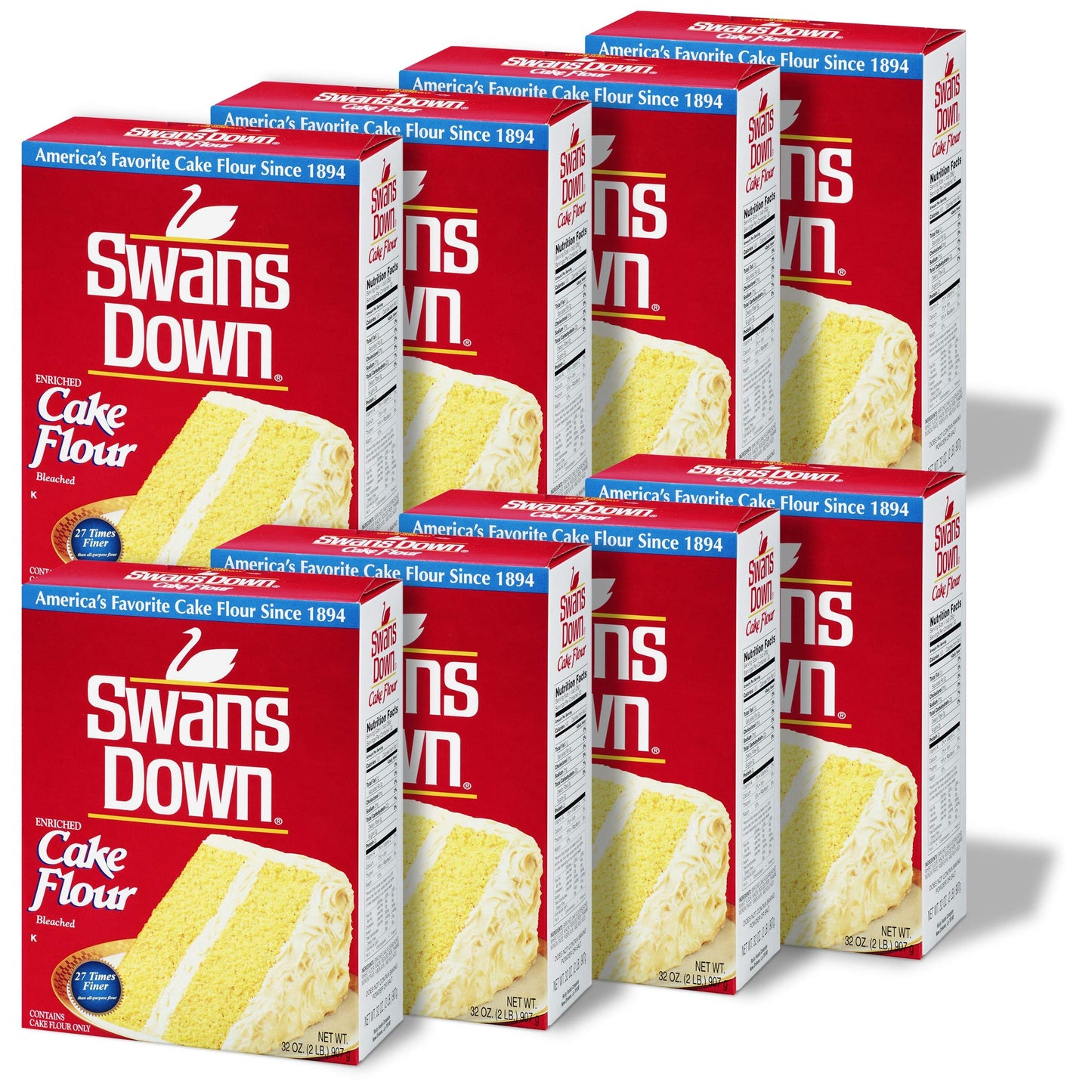 Swans Down Regular Cake Flour, 32-Ounce Boxes, Pack of 8, 2 Pound Total Weight