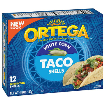 Ortega Taco Shells, White Corn, 4.9 Ounce, 12 Shells (Pack Of 6)