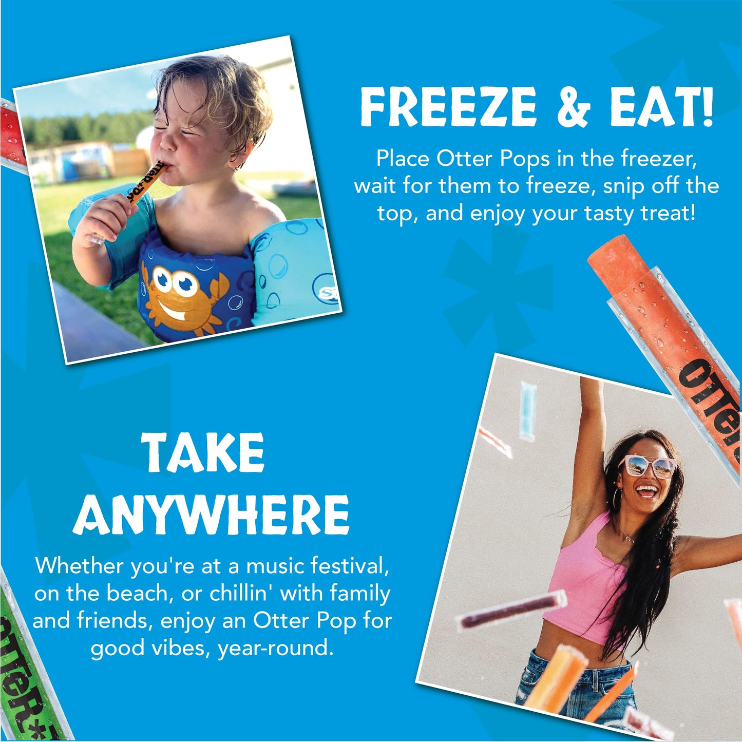 Otter Pops, Original Assorted Freezer Pops, 1Oz Freeze Pops In Six Zippy Flavors, 100 Count, (85100)