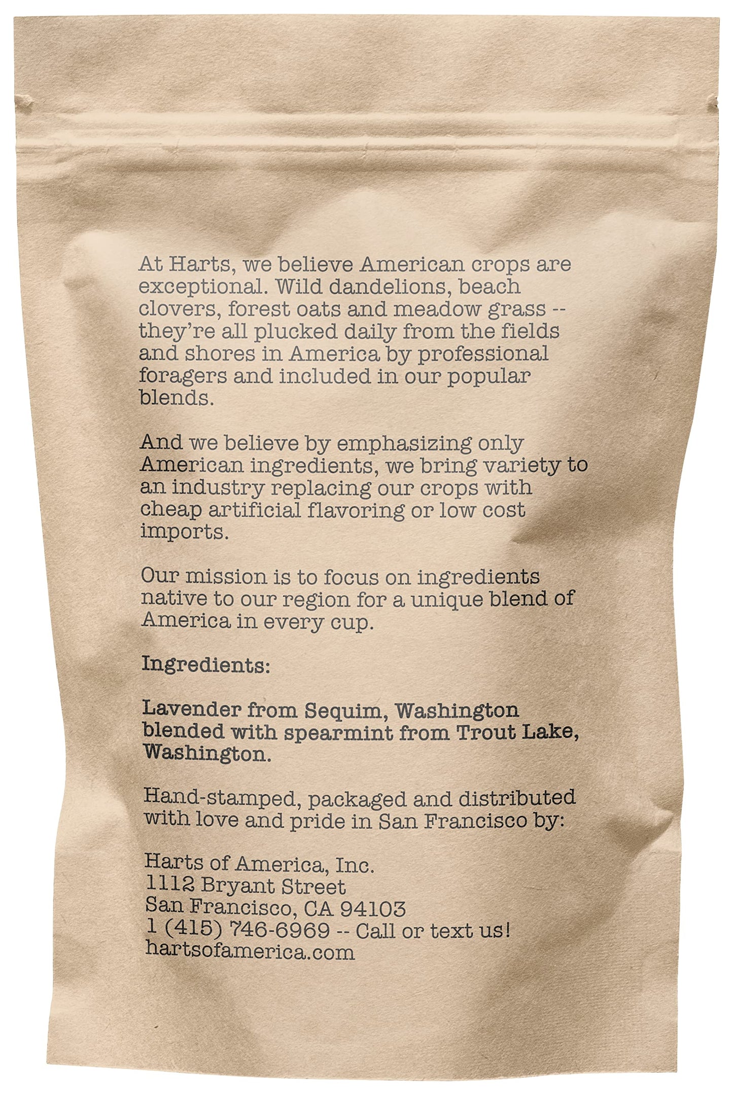 Harts of America Lavender Mint Loose Leaf Tea, Caffeine Free, 1.30 Ounce Eco-Conscious Pouch