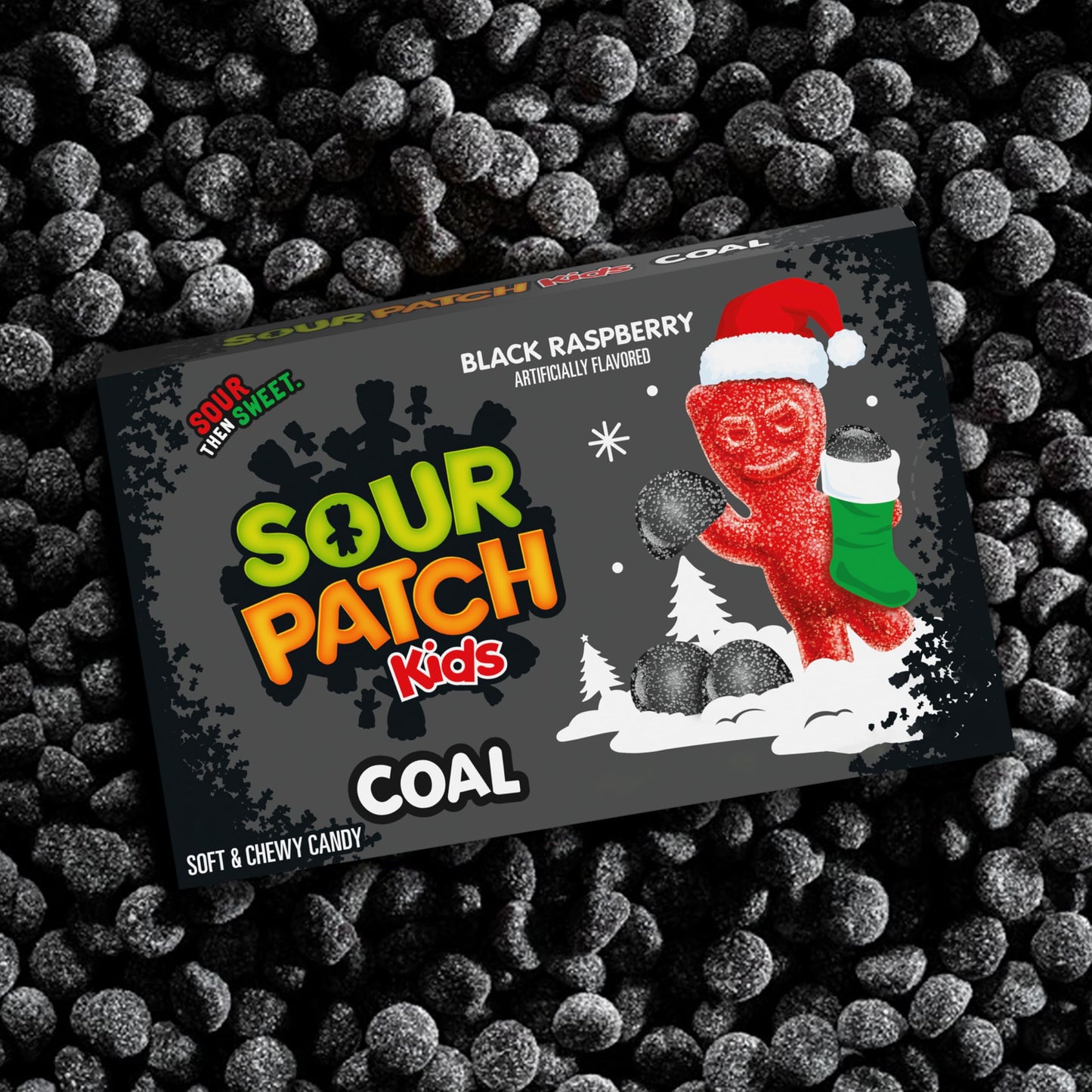 SOUR PATCH KIDS Coal Black Raspberry Soft & Chewy Holiday Candy, Bulk Candy, 12 - 3.1 oz Boxes