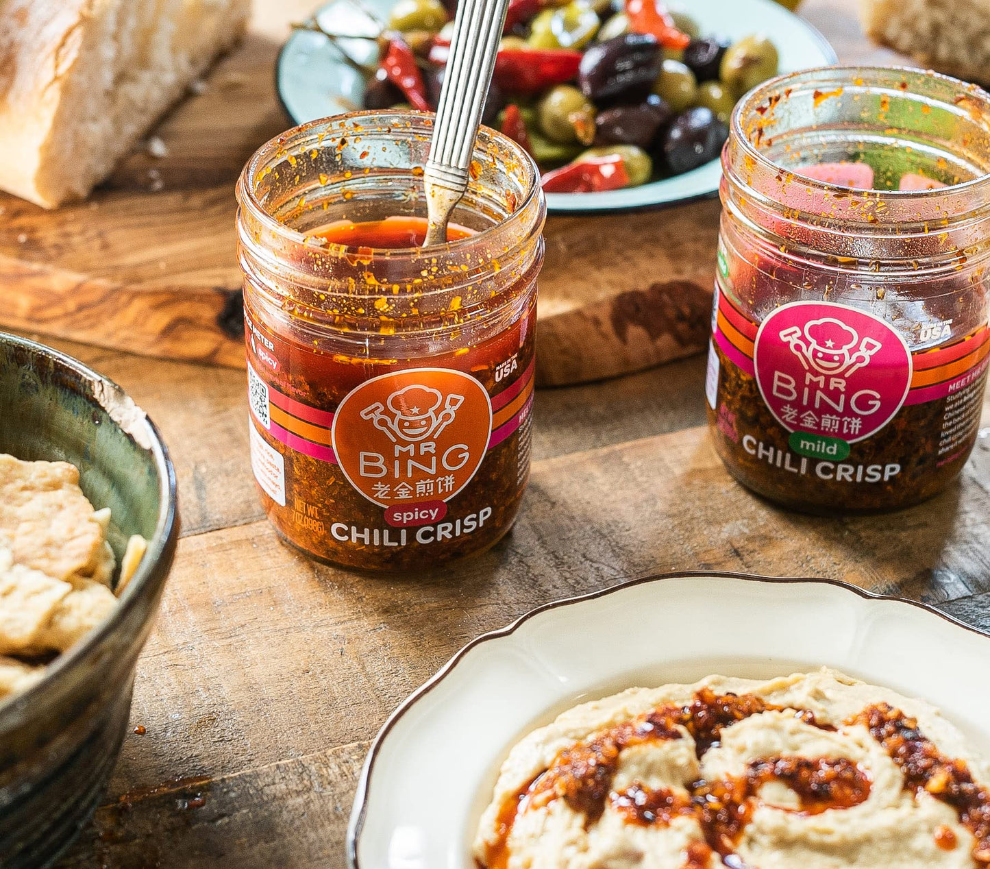 Mr Bing Chili Crisp - Delicious & Flavorful Chili Oil- Made in USA Chili Paste Hot Sauce - Gluten Free, Vegan, No MSG - Pack of
