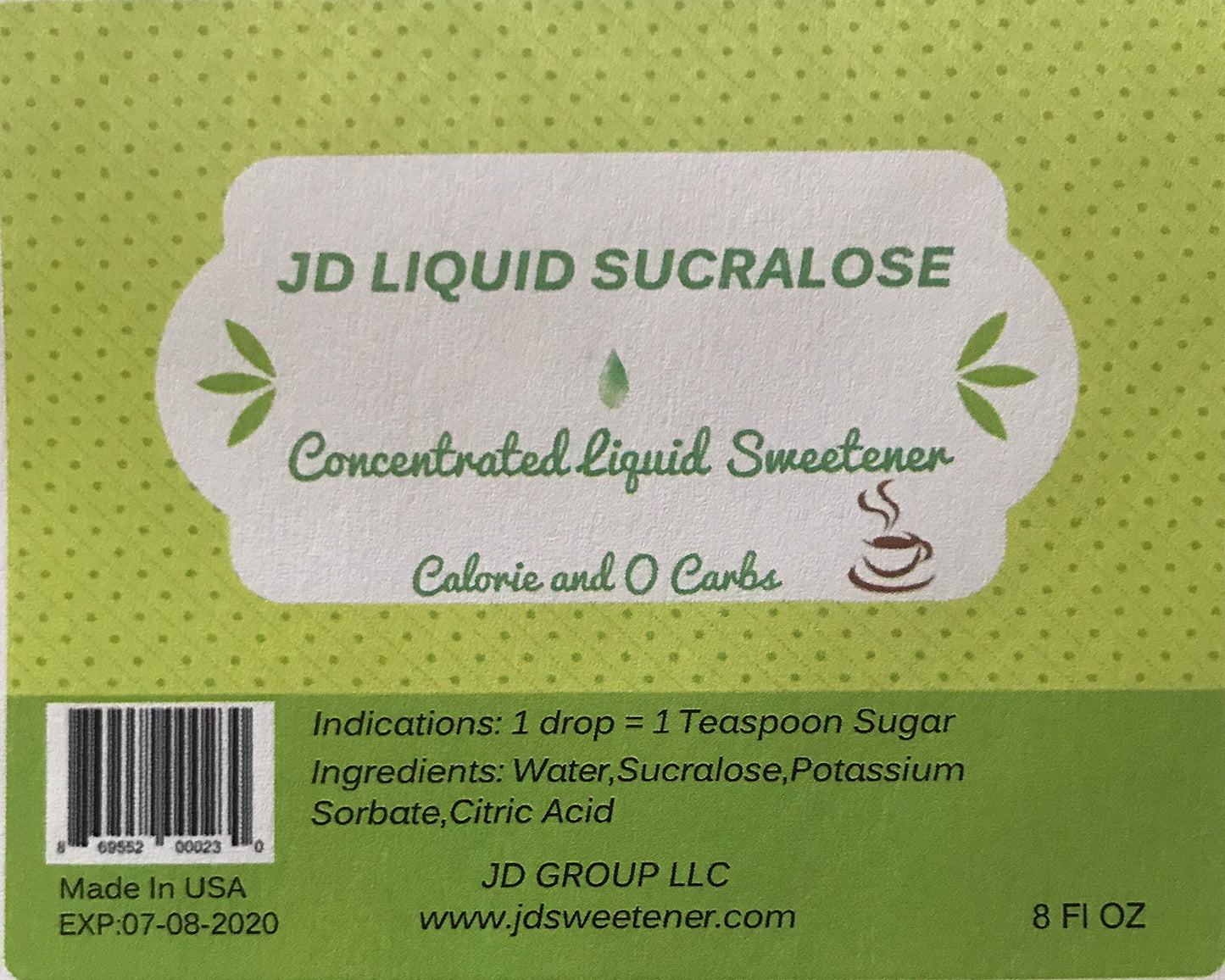 JD Sweetener Liquid Sucralose Concentrated Sweetener 8 Fl Oz Transparent