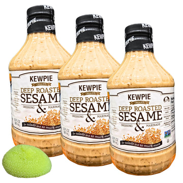 Deep Roasted Sesame Dressing and Marinade, Creamy, 30 fl oz, Pack of 3 with Free Dish Scrubber