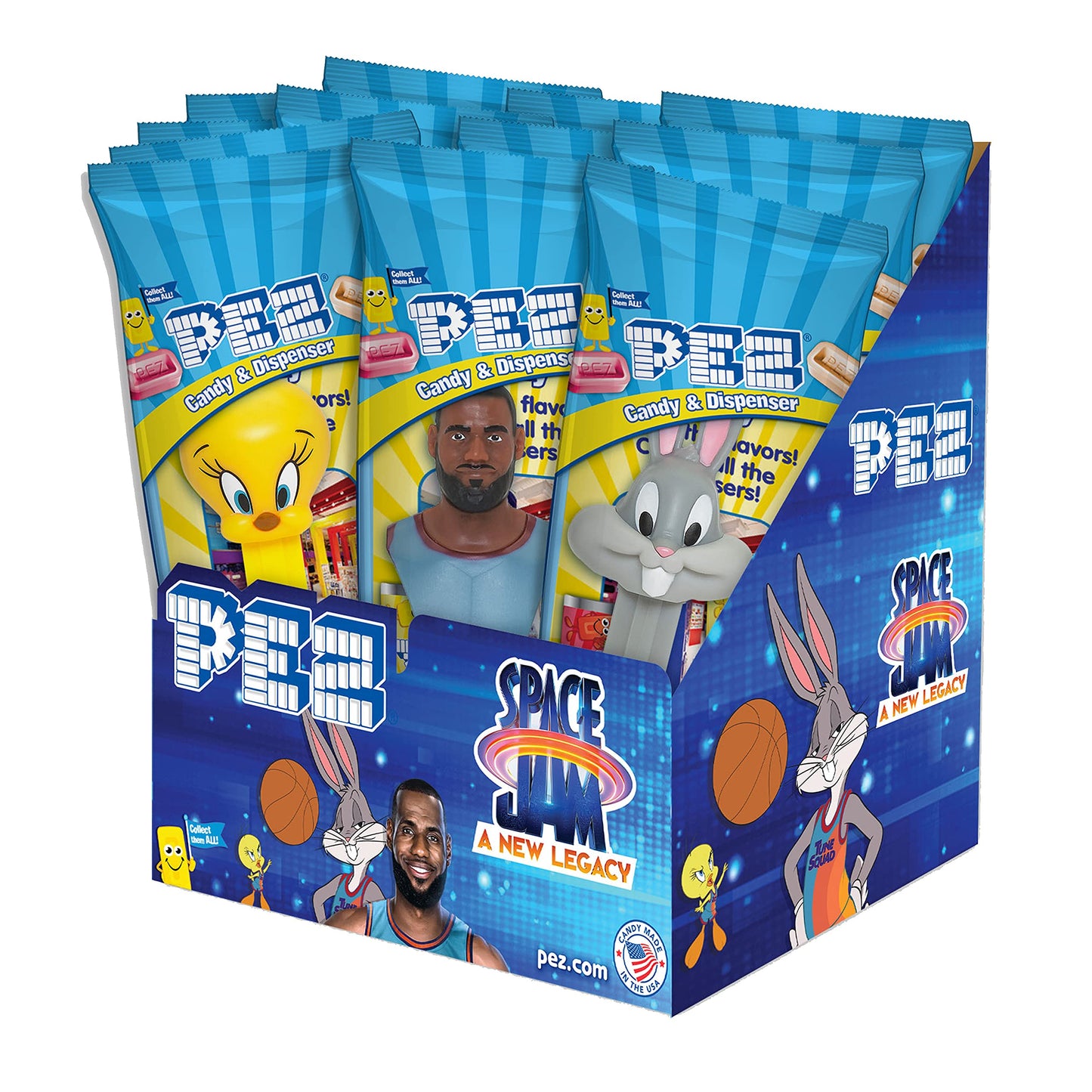 Pez Space Jam Individually Wrapped Dispensers, Each With Two Candy Refills, Assorted Fruit, 12 Count