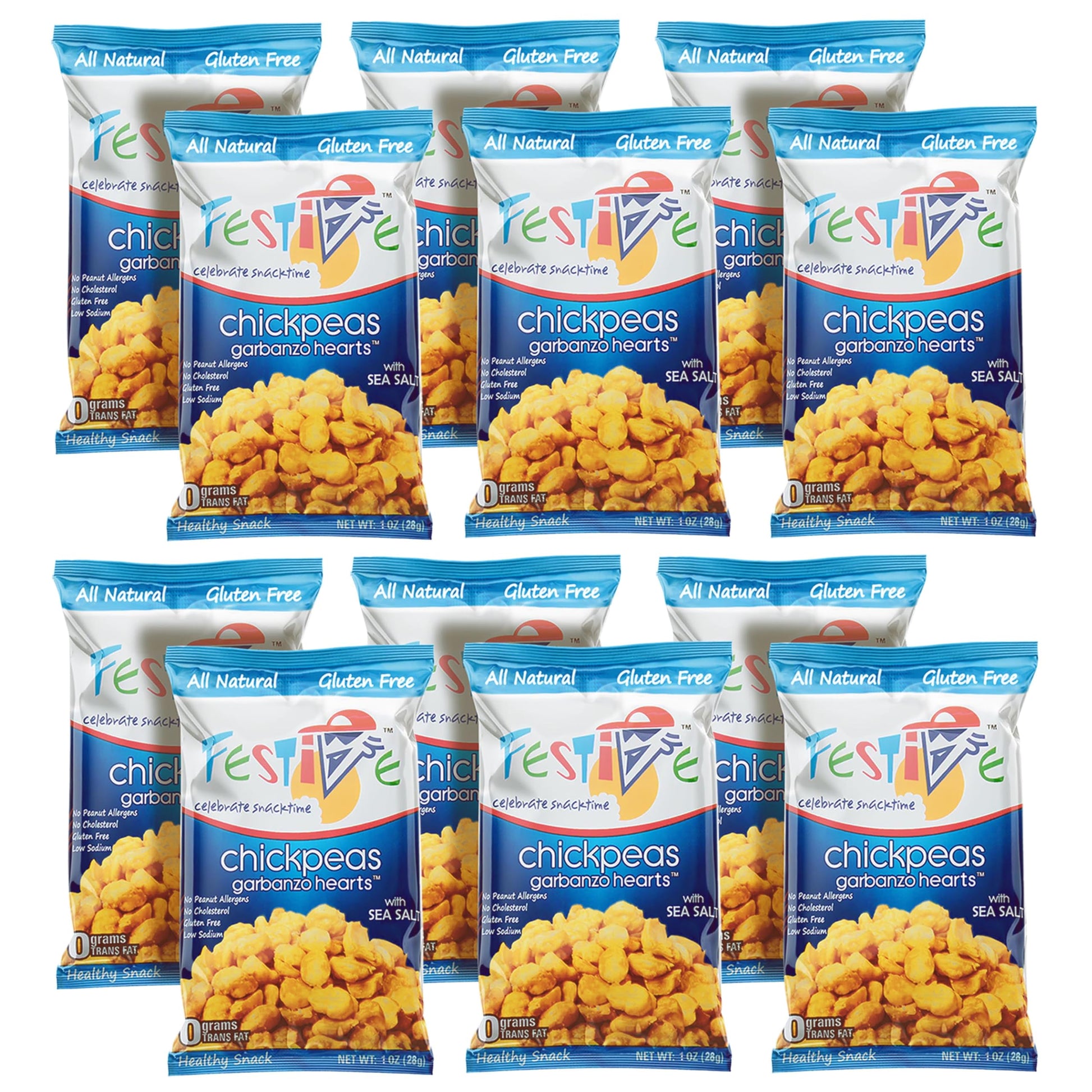 Festive Celebrate Snacktime Sea Salt Chickpea Snacks - 12 Count Multipack - Non-GMO, Vegan, Nut Free, 1 Ounce Each