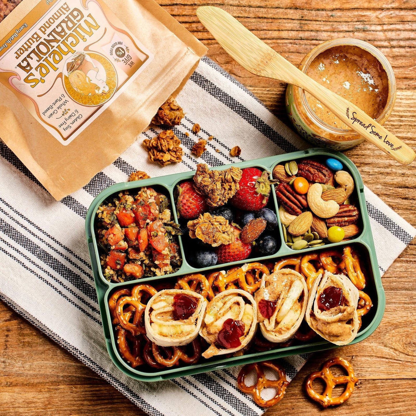 Micheles Granola Almond Butter, Handmade, Whole Grain, Vegan, Gluten-Free & Non-Gmo, 12Oz Resealable Bags, Pack Of 6
