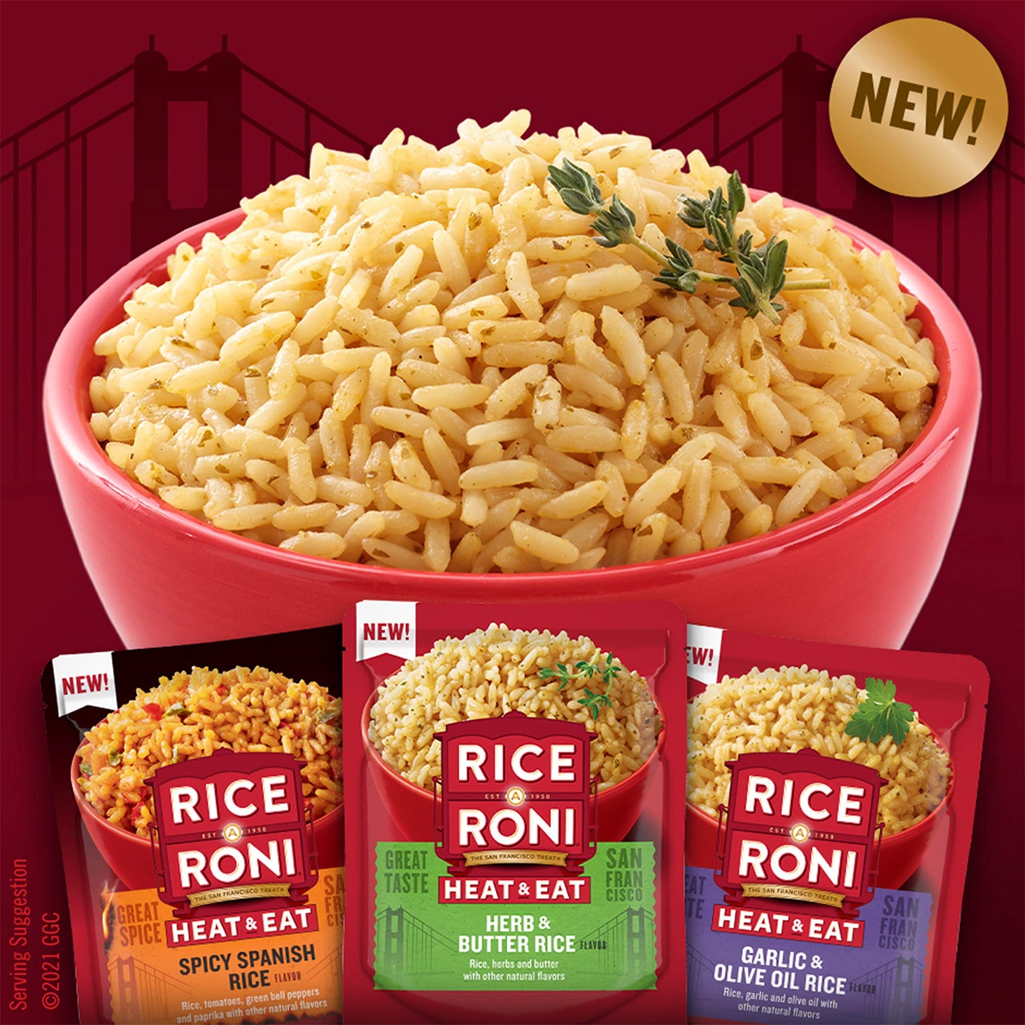 Rice-A-Roni Heat & Eat Rice, Microwave Rice, Quick Cook Rice, Herb & Butter, (8 Pack)