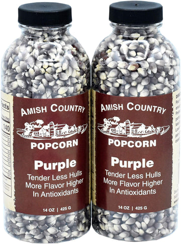 Amish Country Popcorn | 2-14 Oz Bottles | Purple Popcorn Kernels | Old Fashioned, Non-Gmo And Gluten Free (2-14 Oz Bottles)