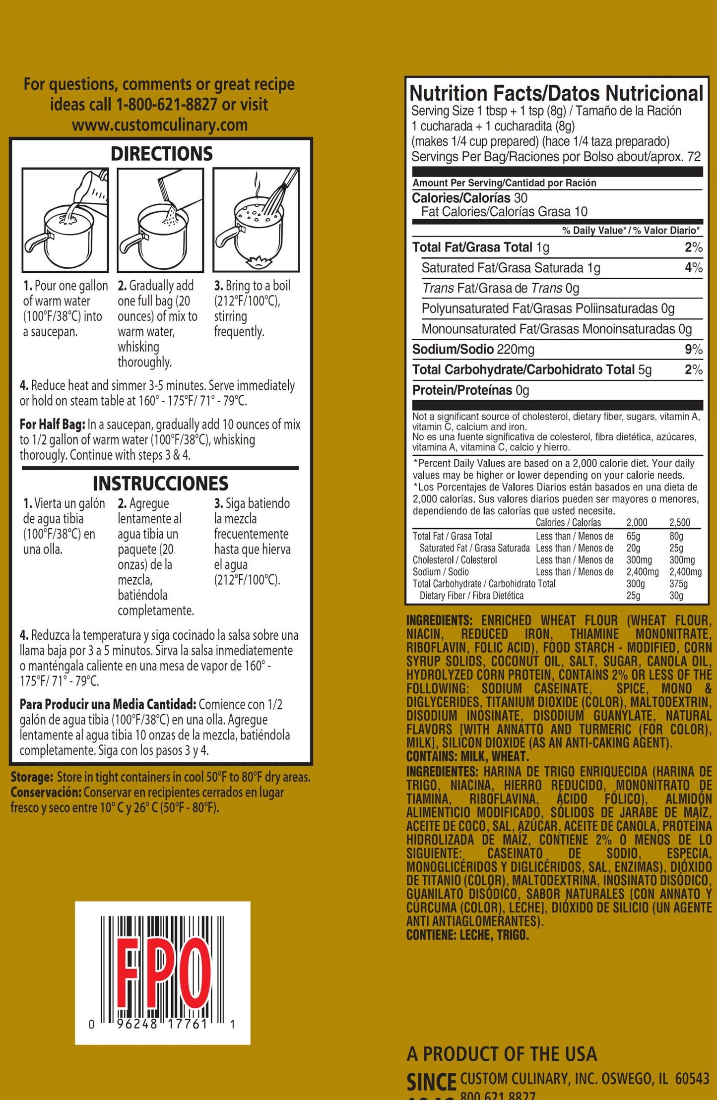 Custom Culinary Panroast Gravy Mix, Country, 20 Ounce (Pack Of 6)
