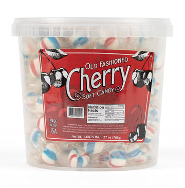 Stewart Old Fashioned Cherry Candy Balls | Individually Wrapped Candy | Pure Cane Sugar Candy | Fat-Free, Cholesterol-Free, Gluten-Free | Classic Soft/Hard Texture, Made In Usa - 27 Oz Tub