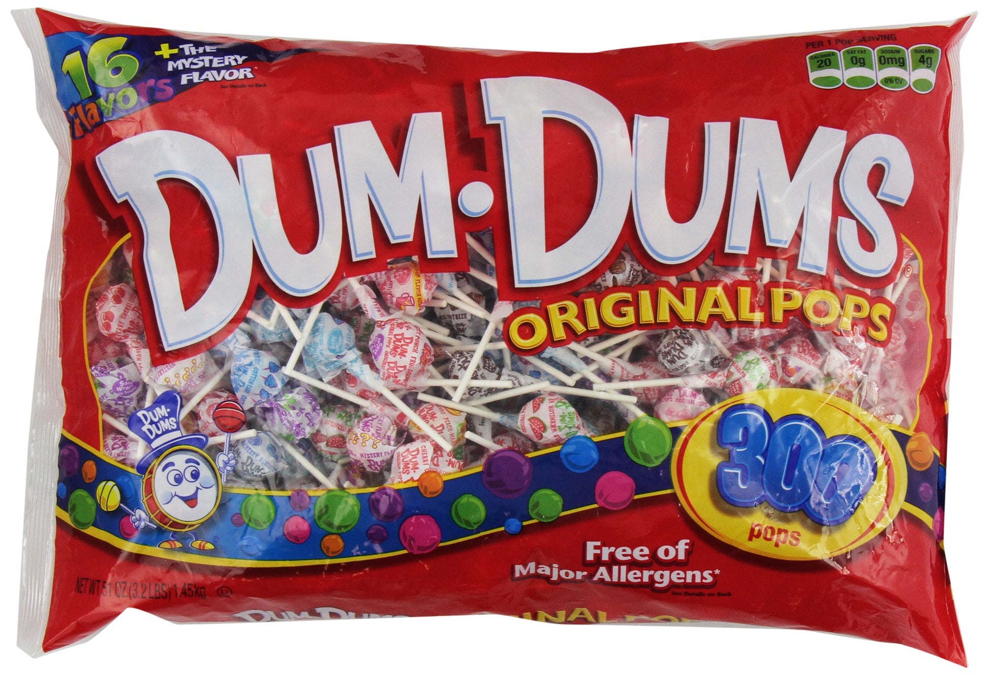 Dum Dums Lollipops, 300 Count Bag (Pack Of 8)
