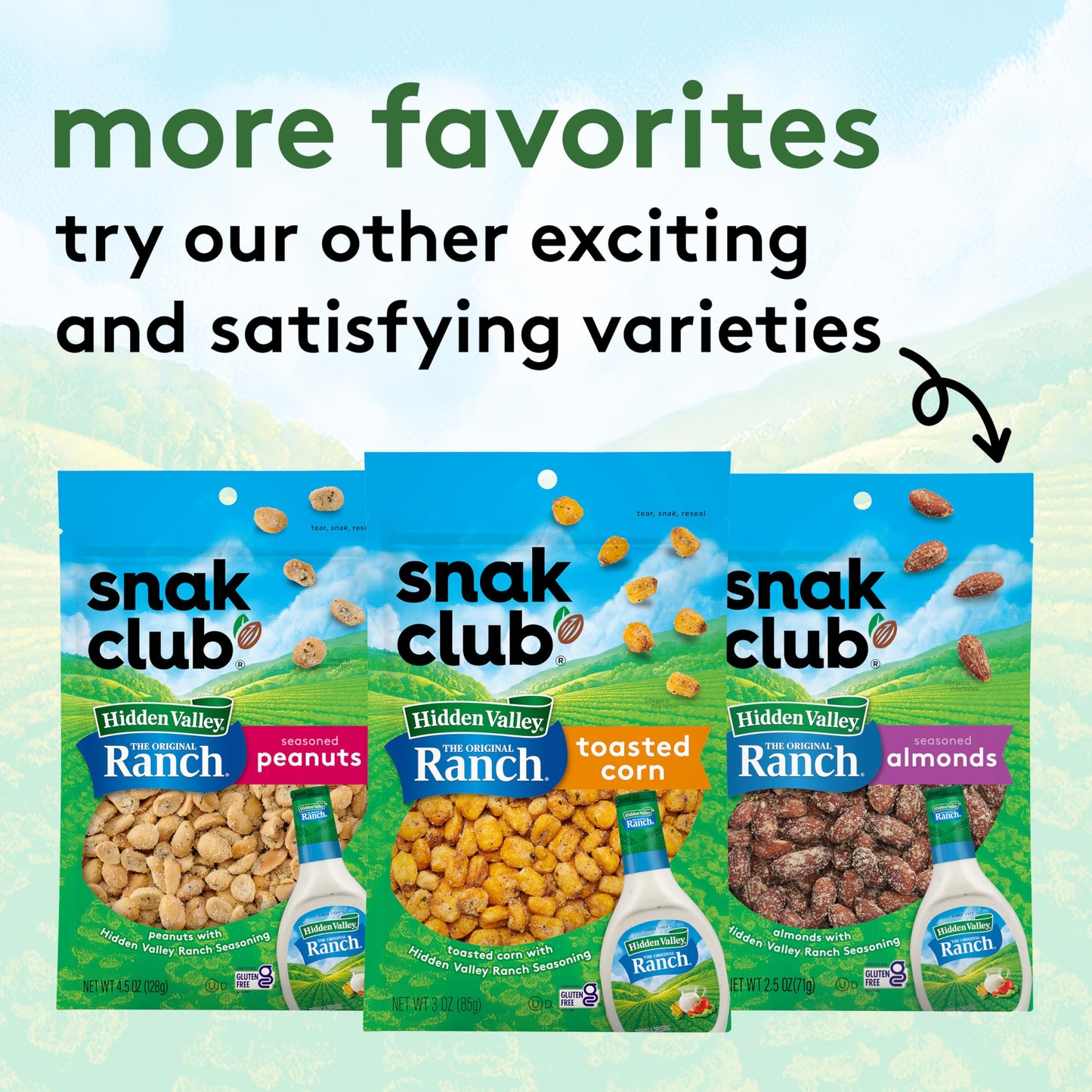 Snak Club Hidden Valley Ranch And Dill Pickle Flavored Snack Mix, Toasted Corn, Roasted Almonds, Peanuts, Salted Cashews, Mini Pretzel Sticks, Rye Bread Chips, 8 Oz Resealable Bag