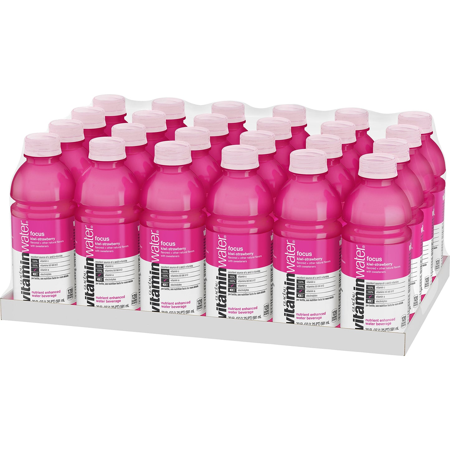 vitaminwater focus electrolyte enhanced water w/ vitamins, kiwi-strawberry drinks, 20 fl oz, 24 Pack