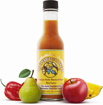 DIRTY DICKS HOT SAUCE Caribbean Dream Mustard-Based Sauce with Fresh Fruit & Spices, 5 Fl Oz (Pack of 1) - White