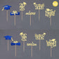 36 Pcs Class Of 2025 Graduation Cupcake Toppers, Gold & Blue Glitter Double-Sided Grad Cap Cake Picks For Party Supplies, 2025 G