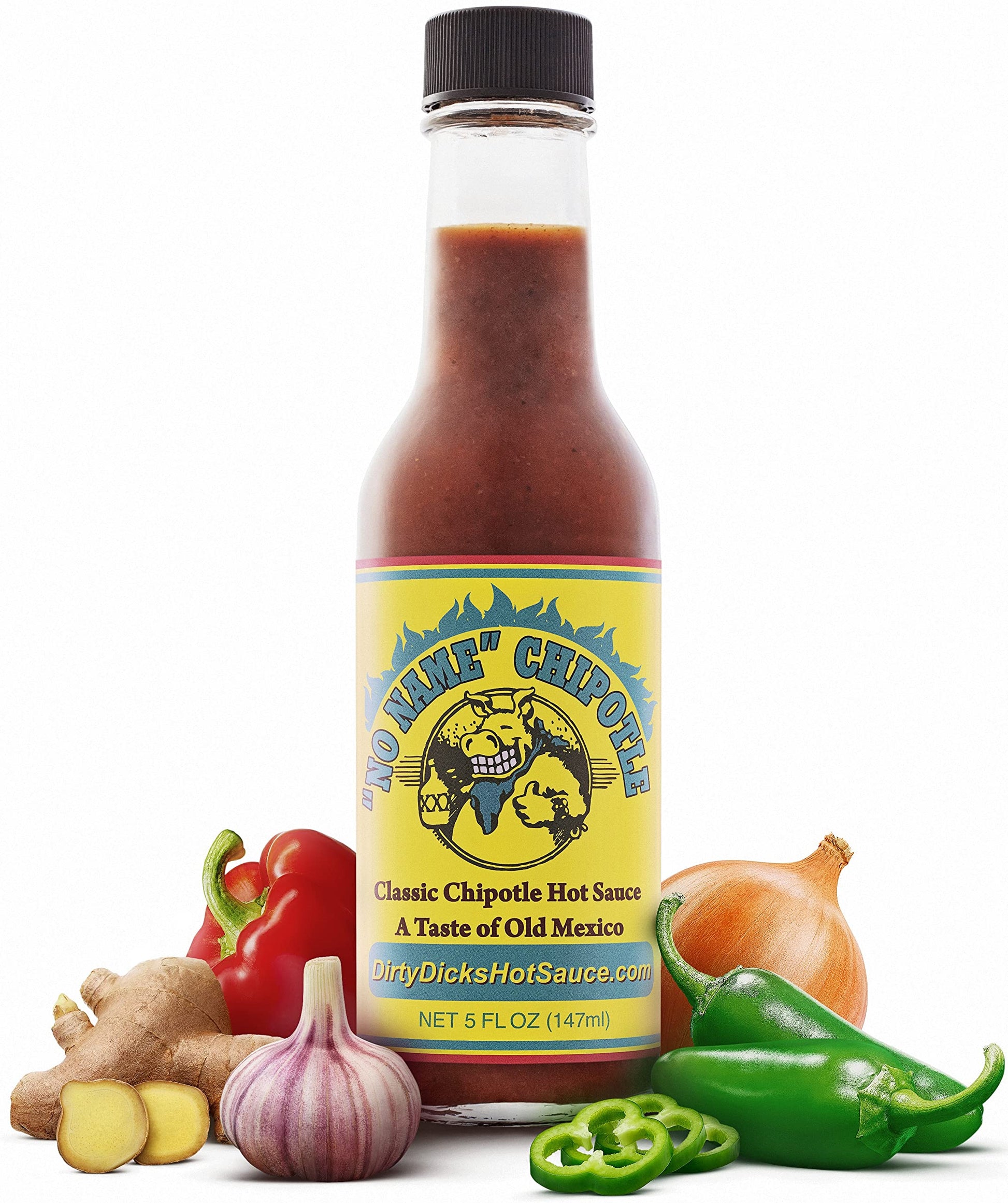 Dirty Dicks No Name Chipotle Hot Sauce, 5 Fl Oz - Smoky Mole-Style Flavor with a Spicy Kick (Pack of 1)