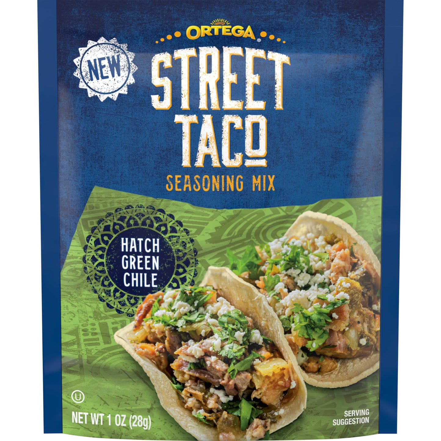 Ortega Street Taco Seasoning Mix, Hatch Green Chili, 1 Ounce, Pack of 12