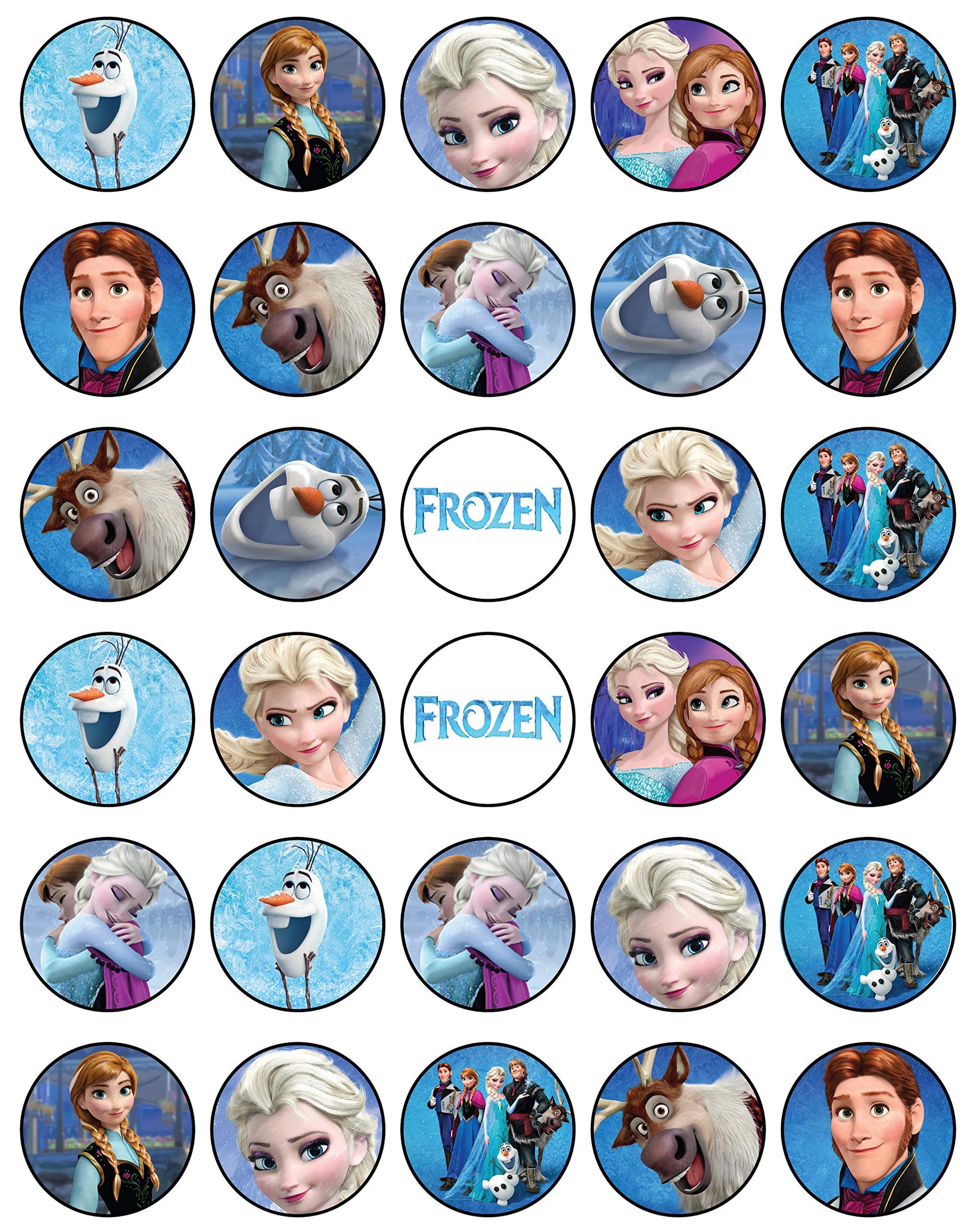 30 X Edible Cupcake Toppers - Winter Princess Party Collection Of Edible Cake Decorations | Uncut Edible Prints On Wafer Sheet