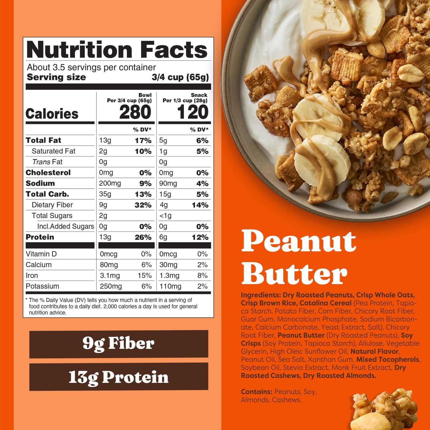 Catalina Crunch Protein Granola - Low Sugar Breakfast Cereal with 13g of Protein - Gluten Free, Keto Friendly - Peanut Butter -