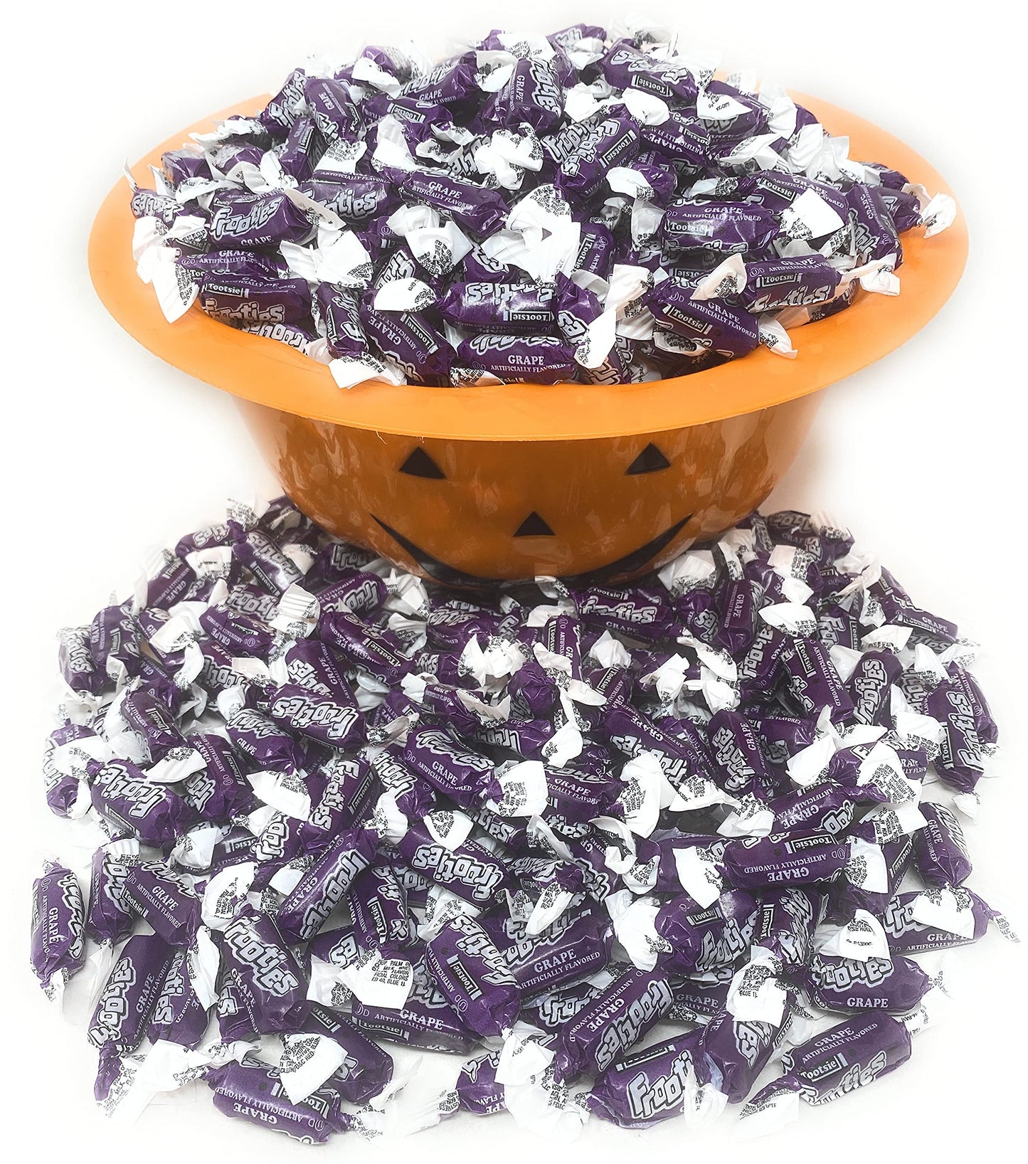 Bulk Grape Flavor Tootsie Roll Frooties Chewy Purple American Taffies Candy Individually Wrapped In Resealable Assortit Bag 5 Lb 735+Pcs (80-Oz) - Made In Usa