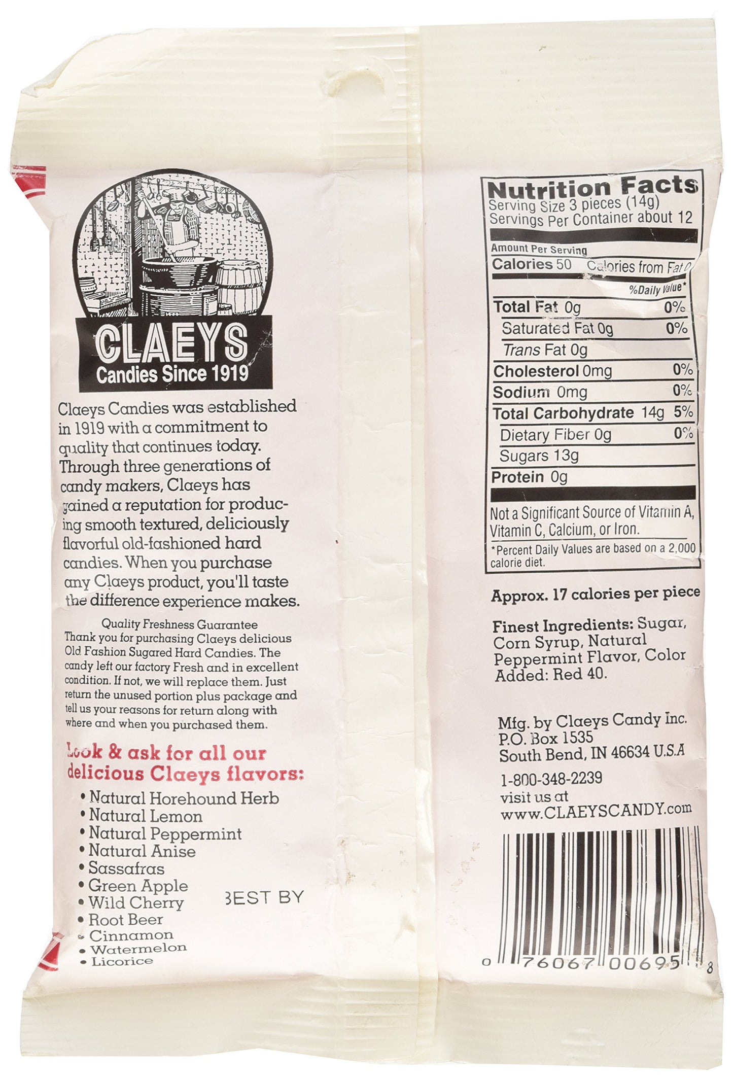 Claey'S, Old Fashioned Hard Candy Peppermint, 6 Ounce Bag