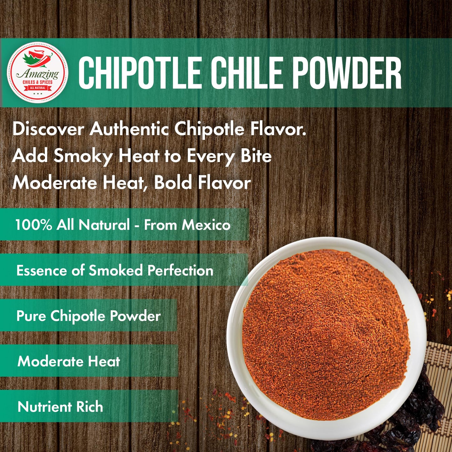Amazing Chiles & Spices Chipotle Chili Powder Seasoning, Medium to High Heat, 4oz